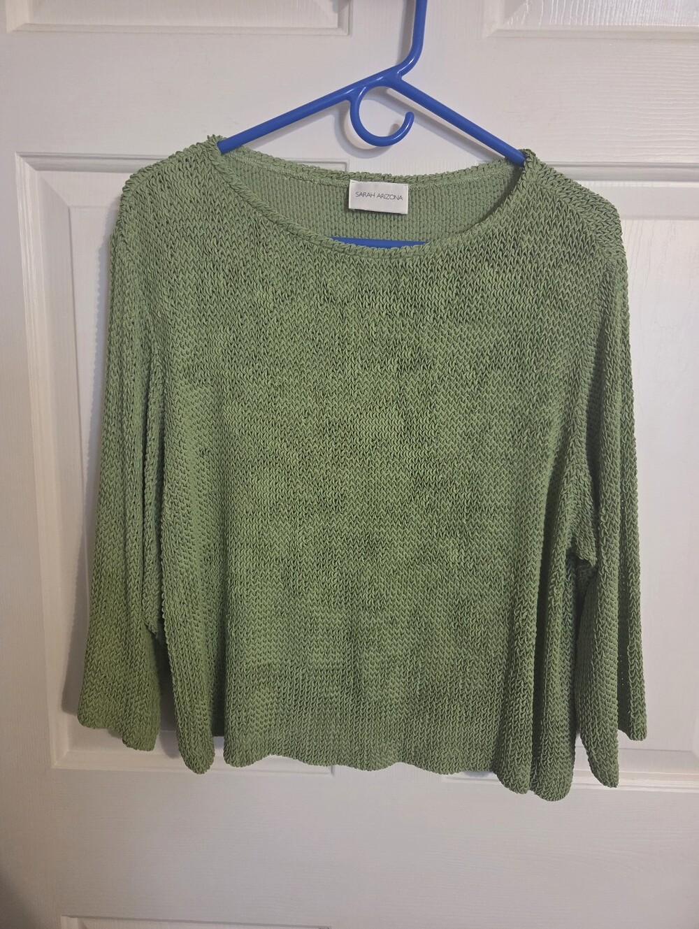 Sarah Arizona 3/4 Sleeve Knit Top M Green Made in USA